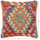 handmade Traditional Pillow Red Rust Hand-Woven SQUARE 100% WOOL Hand woven turkish pillow2' x 2'